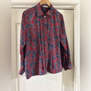 Alfred Dunner Vibrant Paisley Button-Up Blouse